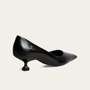 Scarpin Santa Lolla Preto Couro Bico Fino