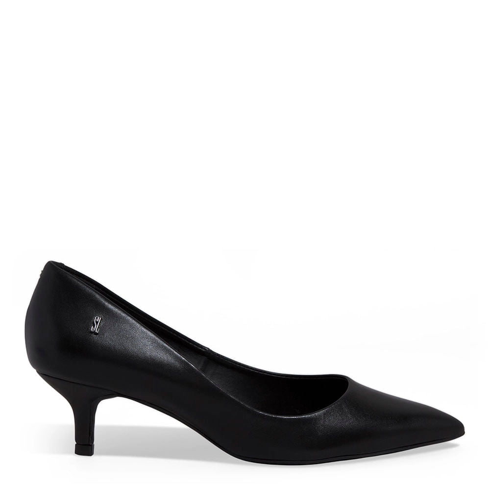 Scarpin Santa Lolla Preto Couro Salto Baixo