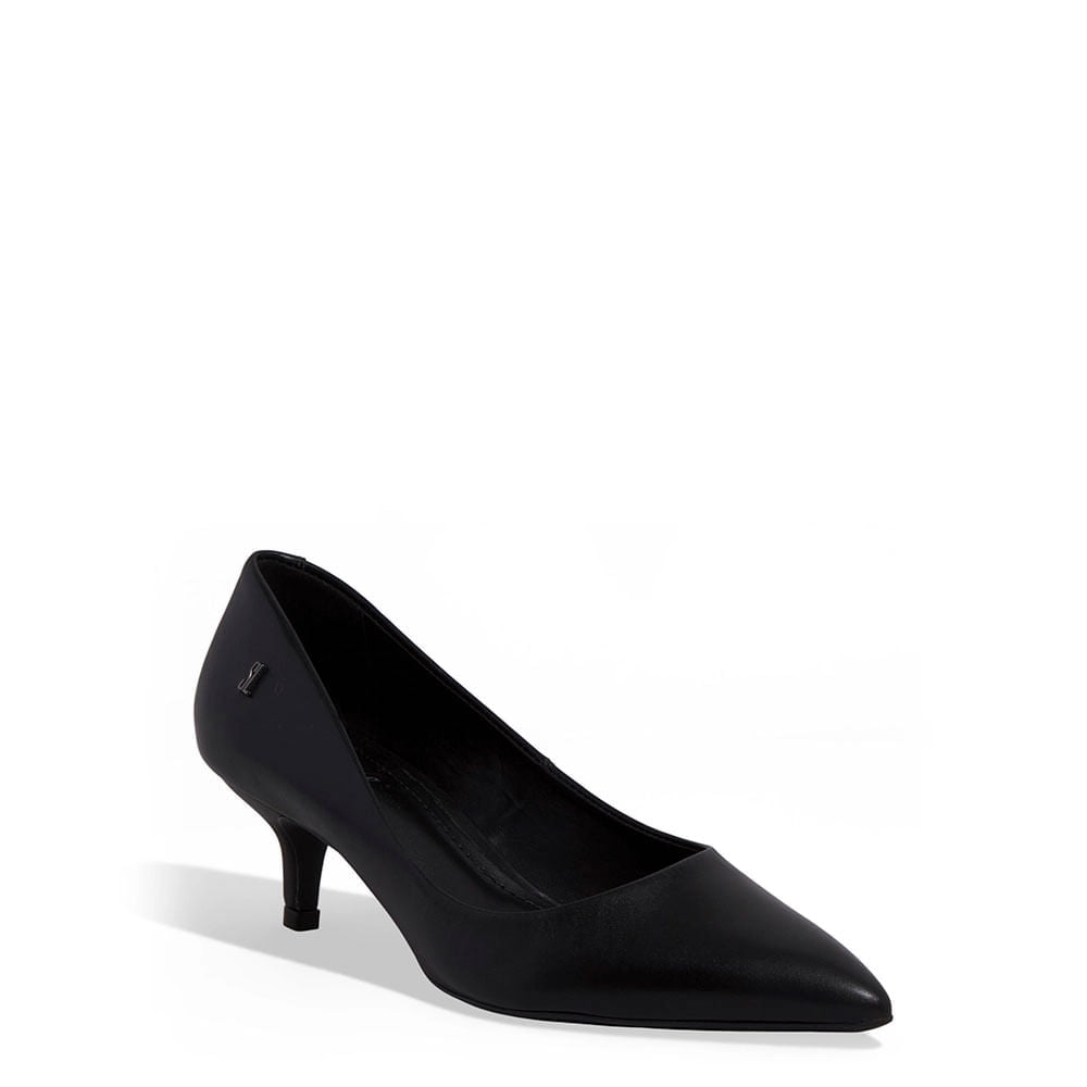 Scarpin Santa Lolla Preto Couro Salto Baixo