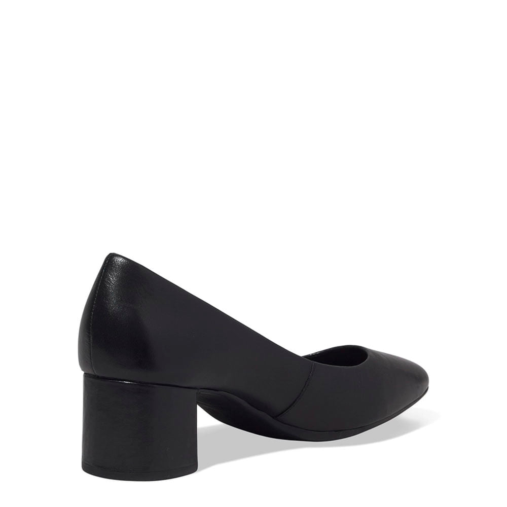 Scarpin Santa Lolla Preto Couro Salto Bloco