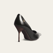 Scarpin Santa Lolla Preto Couro Salto Fino