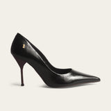 Scarpin Santa Lolla Preto Couro Salto Fino