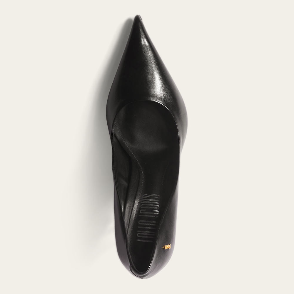 Scarpin Santa Lolla Preto Couro Salto Fino