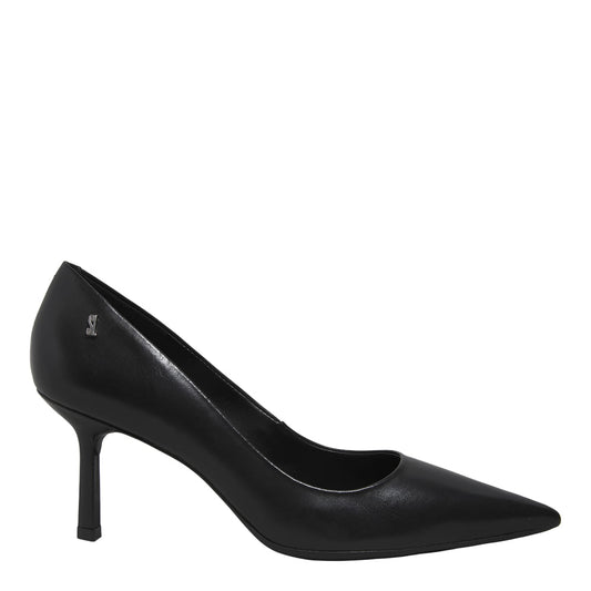 Scarpin Santa Lolla Preto Couro Salto Fino
