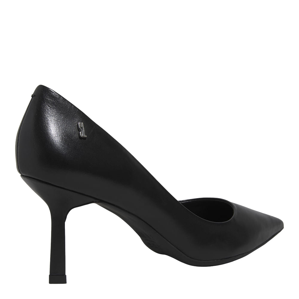 Scarpin Santa Lolla Preto Couro Salto Fino
