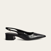 Scarpin Santa Lolla Preto Couro Slingback