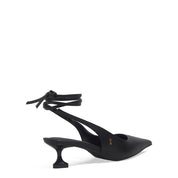 Scarpin Santa Lolla Preto Couro Slingback Amarração