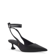 Scarpin Santa Lolla Preto Couro Slingback Amarração