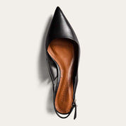 Scarpin Santa Lolla Preto Couro Slingback Salto Bloco