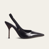 Scarpin Santa Lolla Preto Couro Slingback Salto Fino