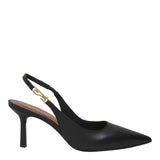 Scarpin Santa Lolla Preto Couro Slingback Salto Fino