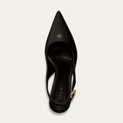 Scarpin Santa Lolla Preto Couro Slingback Salto Fino