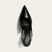 Scarpin Santa Lolla Preto Couro Slingback Salto Fino