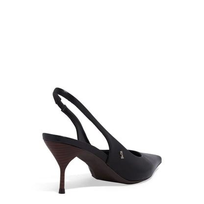 Scarpin Santa Lolla Preto Couro Slingback Salto Fino