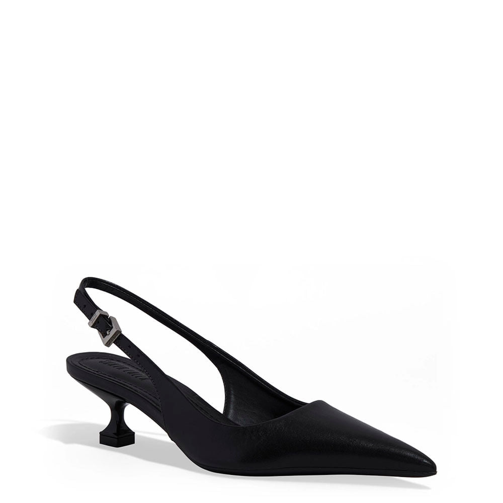 Scarpin Santa Lolla Preto Slingback Bico Fino