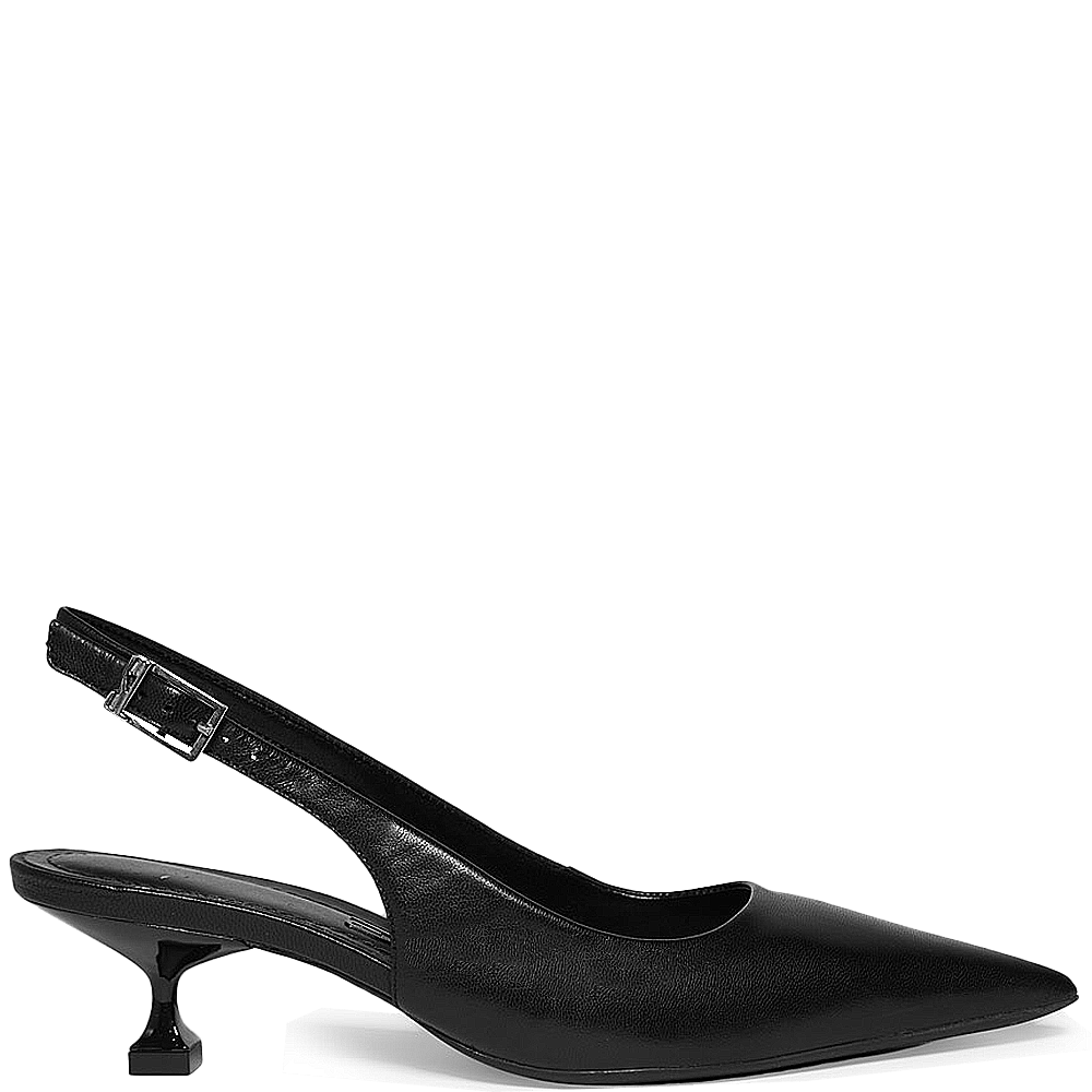 Scarpin Santa Lolla Preto Slingback Fivela Salto Baixo