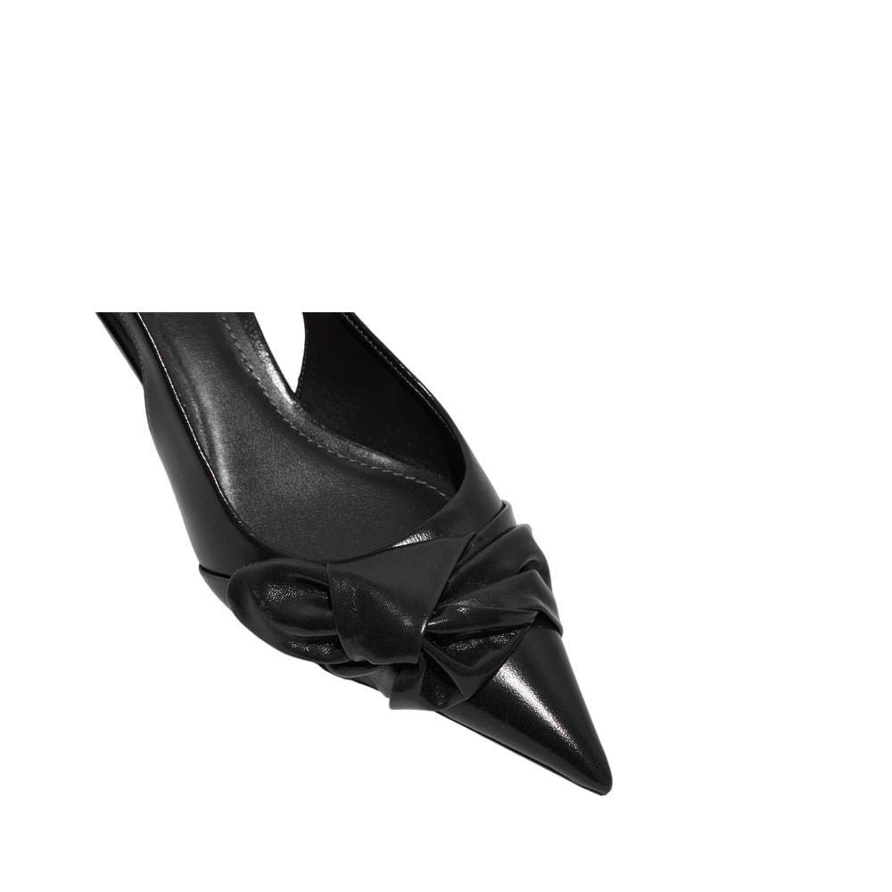 Scarpin Santa Lolla Preto Slingback Nó Salto Baixo
