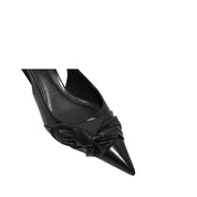 Scarpin Santa Lolla Preto Slingback Nó Salto Baixo