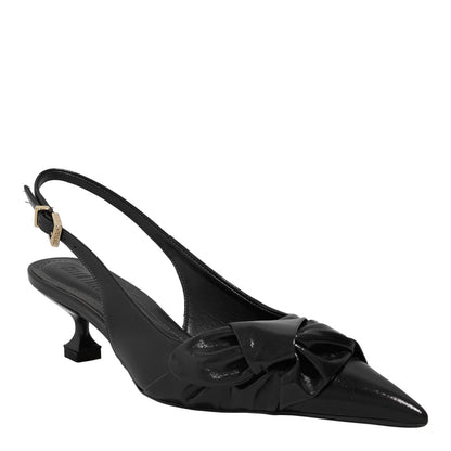 Scarpin Santa Lolla Preto Slingback Nó Salto Baixo