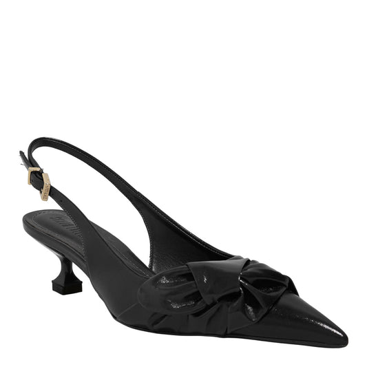 Scarpin Santa Lolla Preto Slingback Nó Salto Baixo