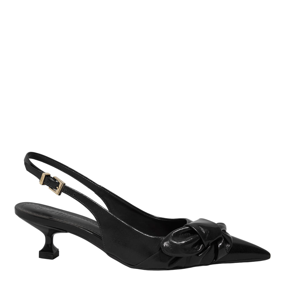 Scarpin Santa Lolla Preto Slingback Nó Salto Baixo