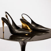 Scarpin Santa Lolla Preto Slingback Salto Anabela