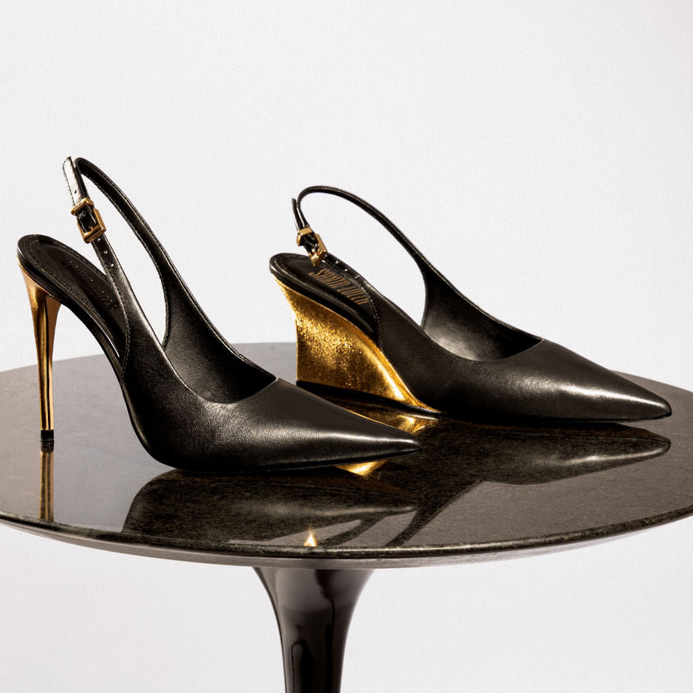 Scarpin Santa Lolla Preto Slingback Salto Anabela