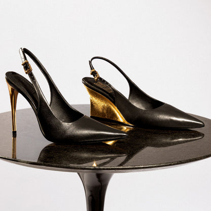 Scarpin Santa Lolla Preto Slingback Salto Anabela