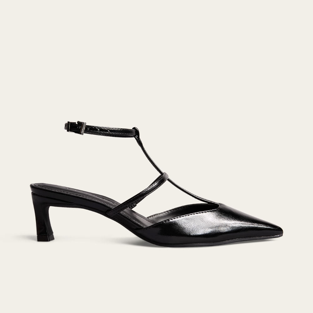 Scarpin Santa Lolla Preto Slingback Tiras Em X