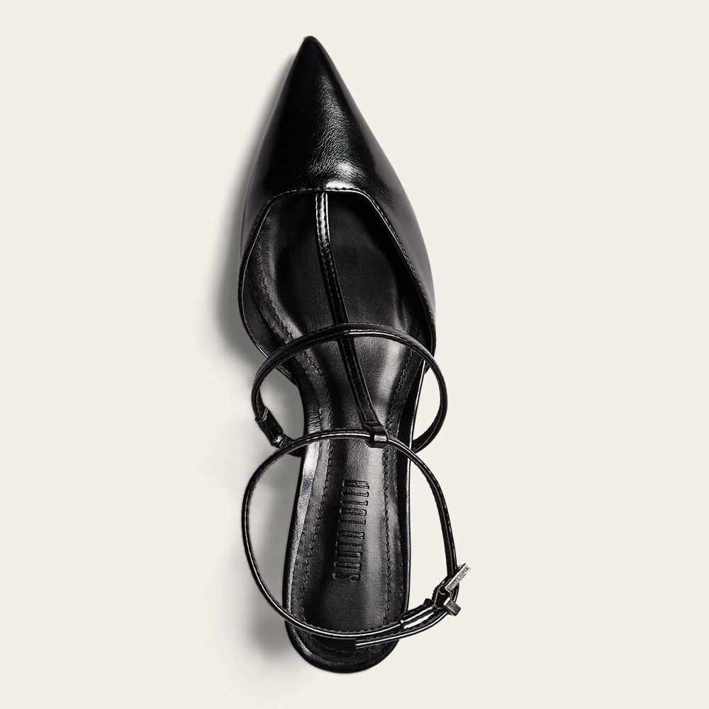 Scarpin Santa Lolla Preto Slingback Tiras Em X