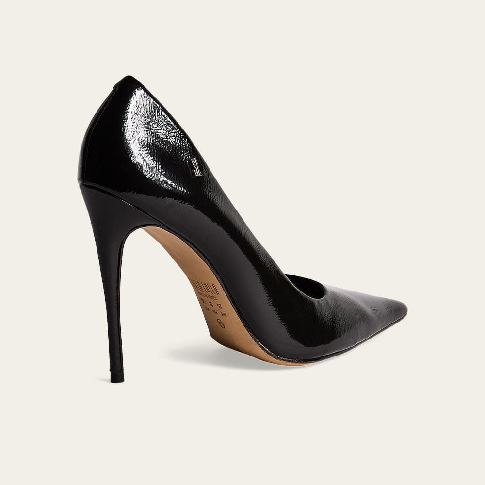 Scarpin Santa Lolla Preto Verniz Salto Fino