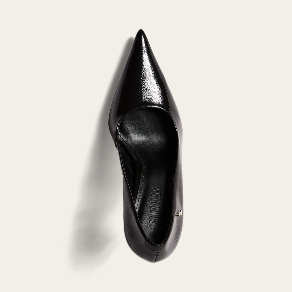 Scarpin Santa Lolla Preto Verniz Salto Fino