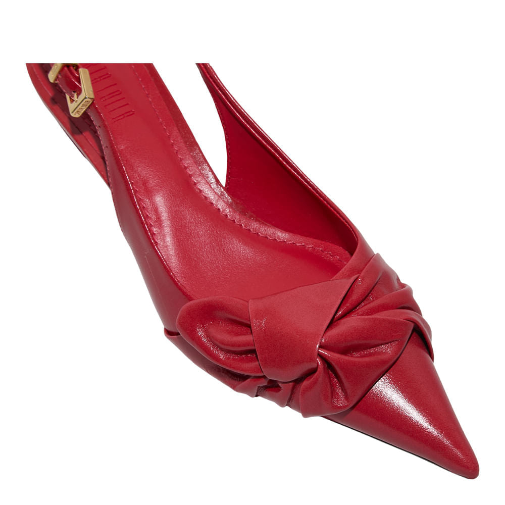 Scarpin Santa Lolla Vermelho Slingback Laço Frontal