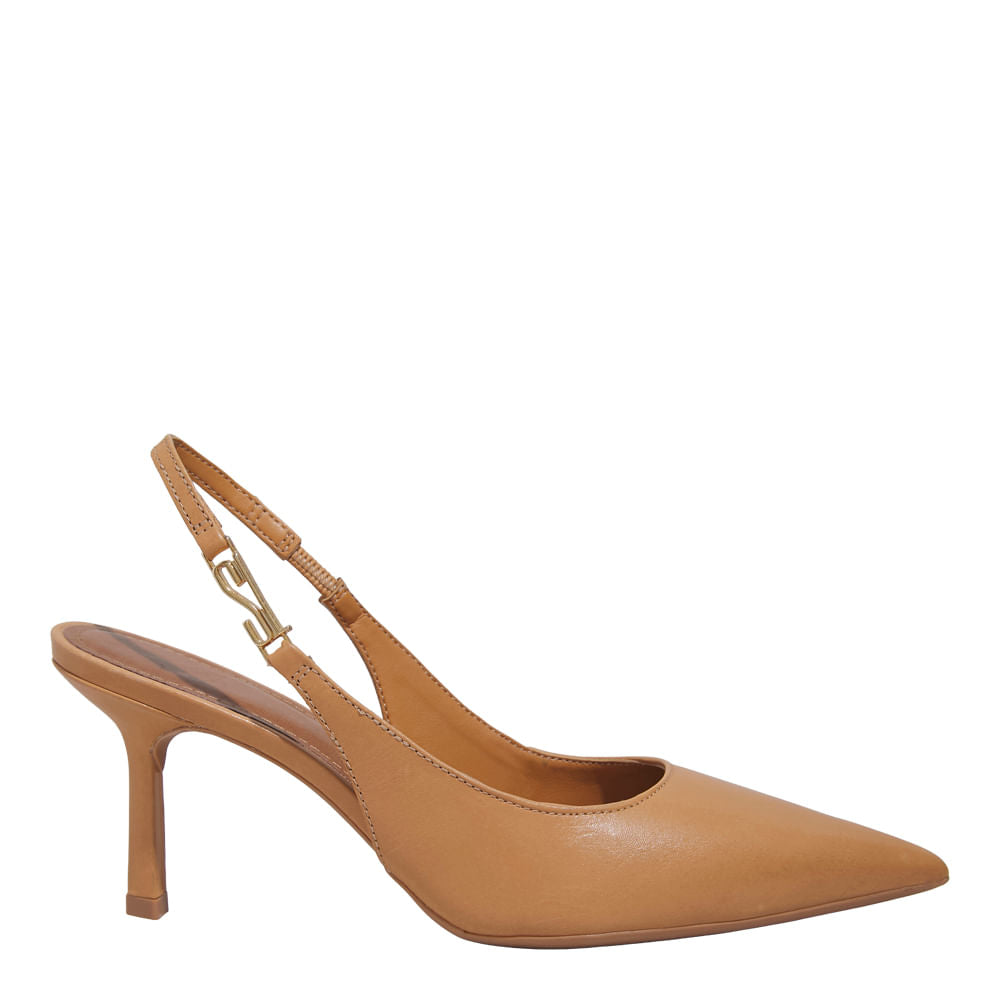 Scarpin Slingback Santa Lolla Caramelo Em Couro