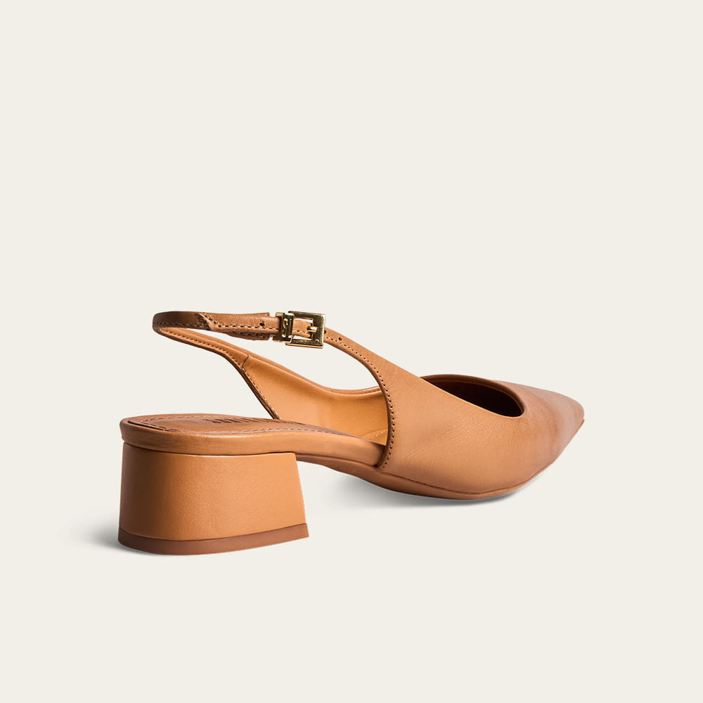 Scarpin Slingback Santa Lolla Caramelo Salto Bloco
