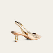 Scarpin Slingback Santa Lolla Dourado Metalizado