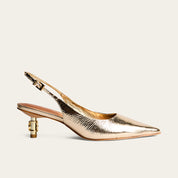 Scarpin Slingback Santa Lolla Dourado Metalizado