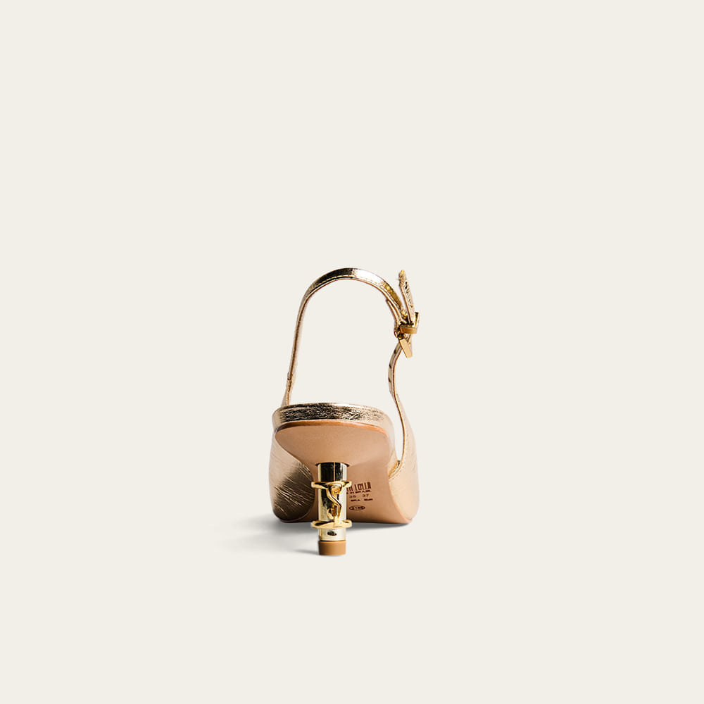 Scarpin Slingback Santa Lolla Dourado Metalizado