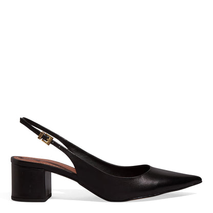 Scarpin Slingback Santa Lolla Preto Couro 