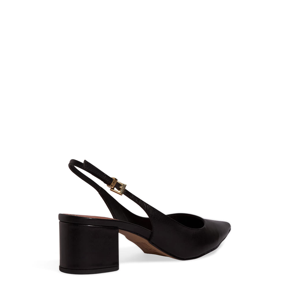 Scarpin Slingback Santa Lolla Preto Couro 