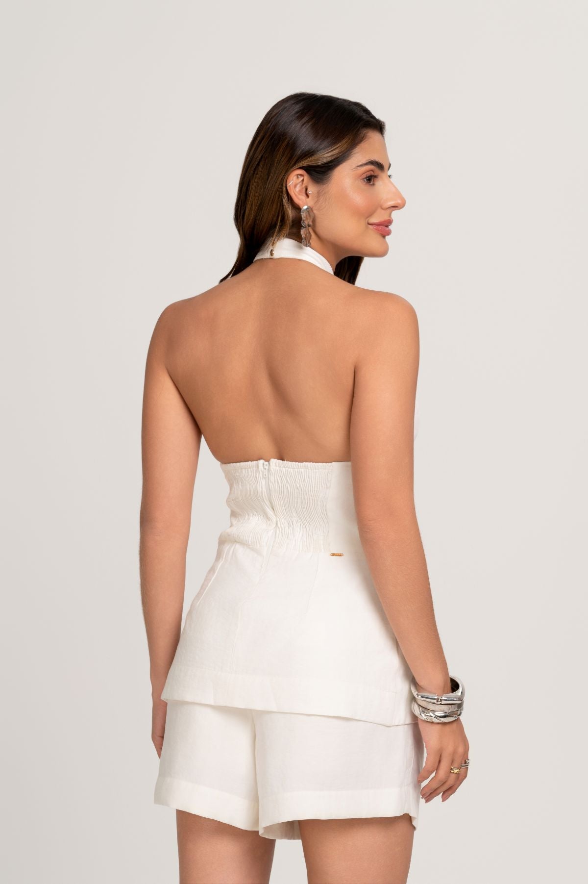 Short De Alfaiataria Com Cos Transpassado Off White Frysaide 