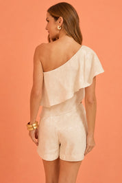 Short Flo Maria Off White Crepe Acetinado