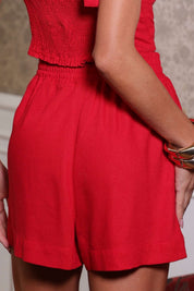 Short Frysaide Vermelho Cós Elástico Amarração