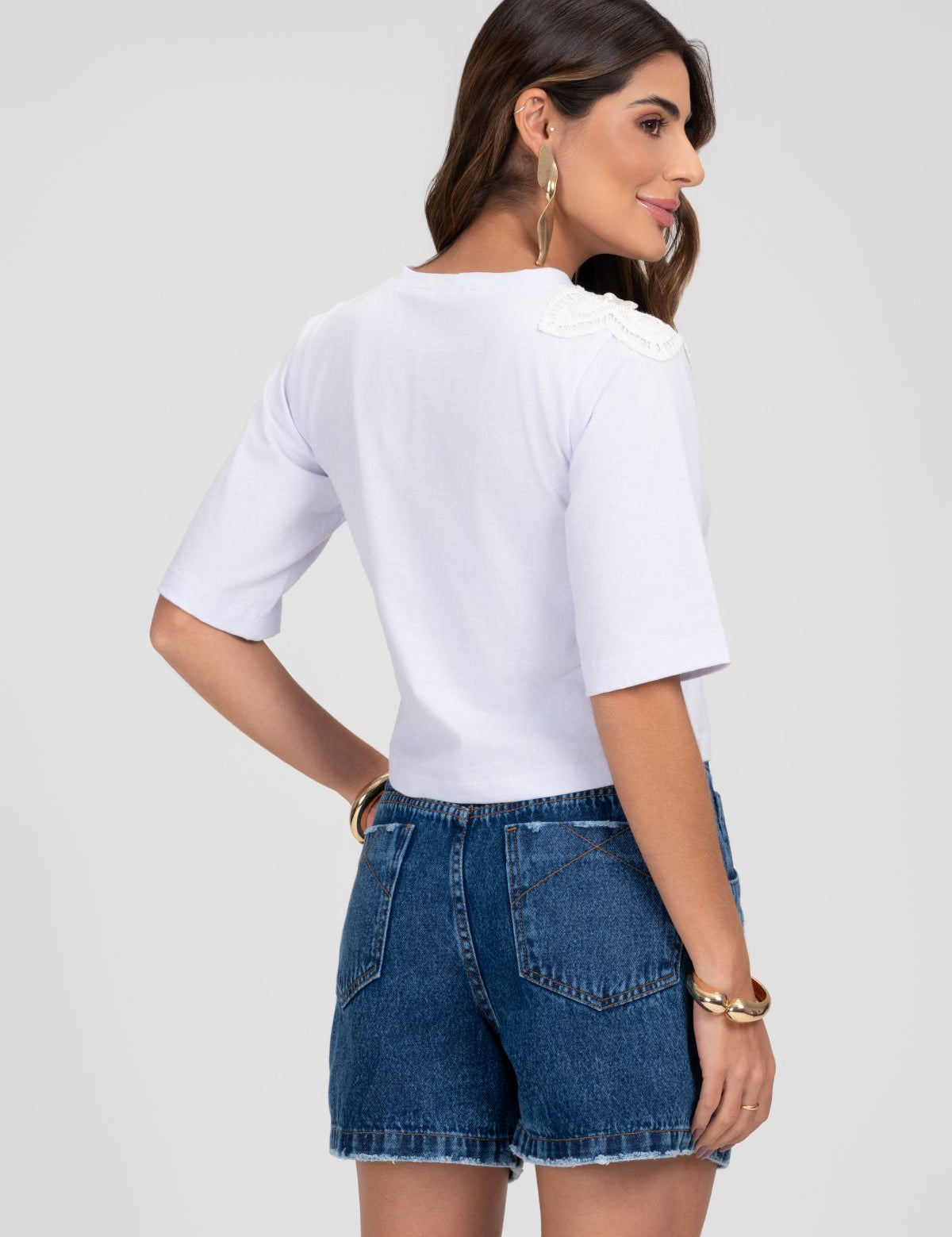 Short Jeans Escuro Mom Frysaide