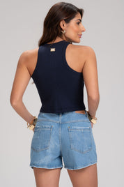 Short Jeans Frysaide Azul Claro Barra Desfiada