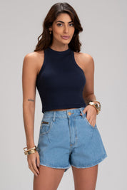 Short Jeans Frysaide Azul Claro Barra Desfiada