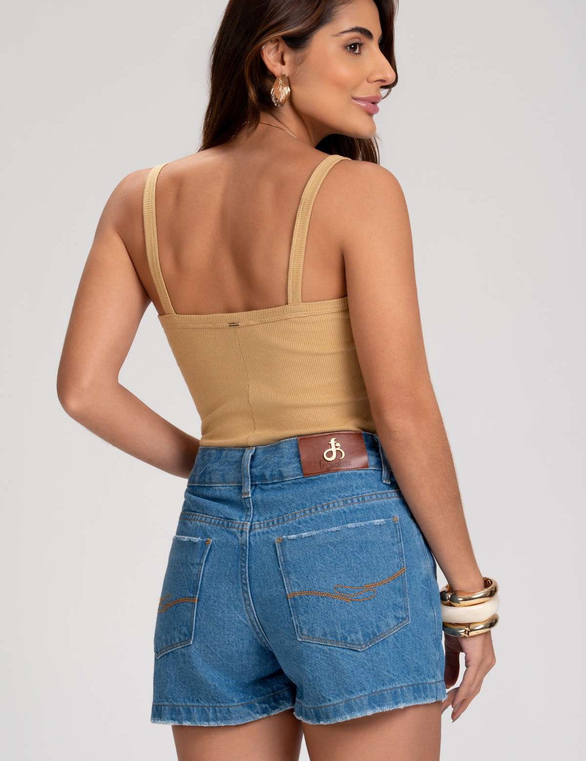Short Jeans Frysaide Azul Mom Cintura Alta