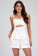 Short Linho Frysaide Off White Cós Elástico