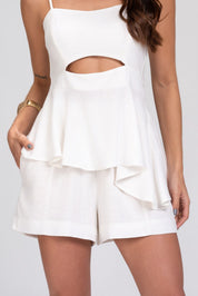 Short Linho Frysaide Off White Cós Elástico