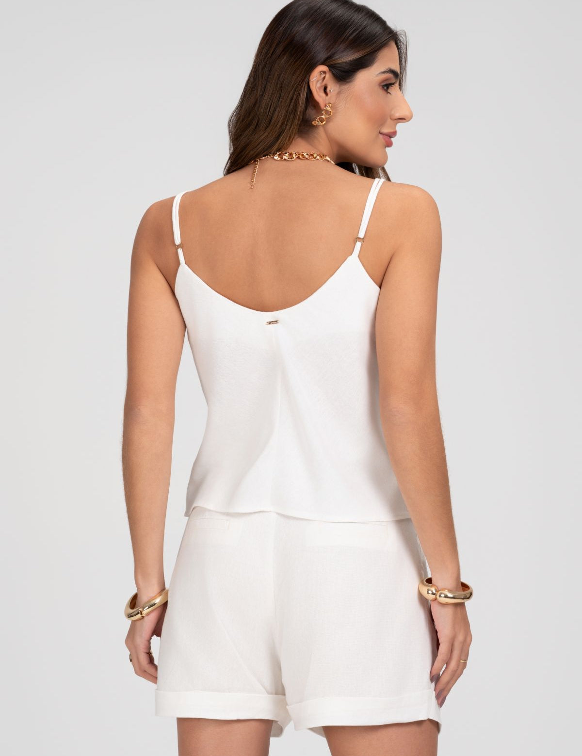 Short Linho Off White Cós Transpassado Frysaide